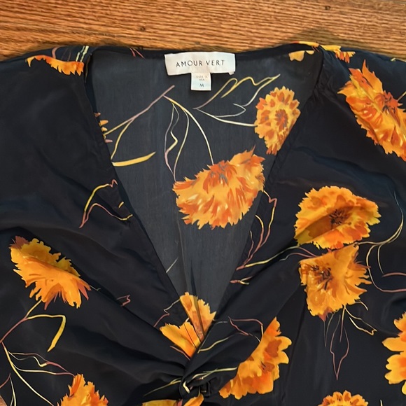 Amour Vert silk Joselle marigold dress M - Picture 6 of 11